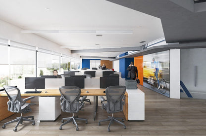 A spacious workplace after professional office cleaning by Home Clean CPH, highlighting a tidy and productive environment.